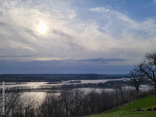 sunset over the river