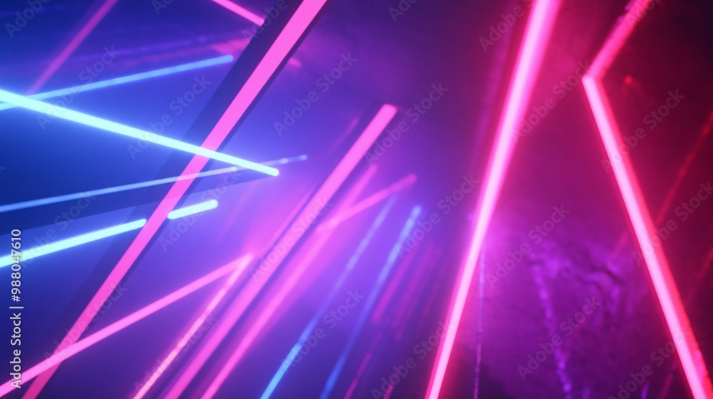 Abstract Geometric Pattern with Intersecting Pink and Blue Neon Lights Abstract Geometric Pattern with Intersecting Pink and Blue Neon Lights
