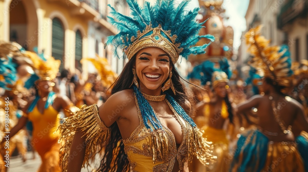 A lively Brazilian Carnival street parade A lively Brazilian Carnival street parade