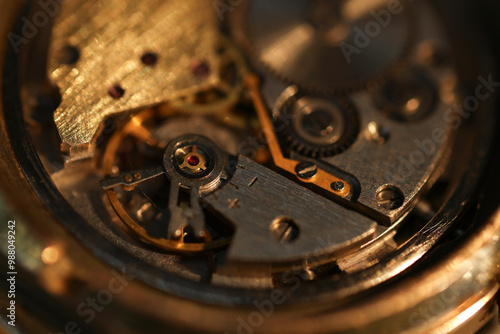 Wallpaper Mural Mechanism of vintage wrist watch, closeup view Torontodigital.ca