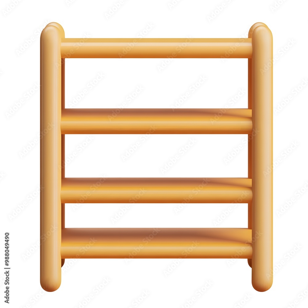 Minimalist 3D Empty Wooden Storage Shelf Icon for Interior Design Projects Minimalist 3D Empty Wooden Storage Shelf Icon for Interior Design Projects