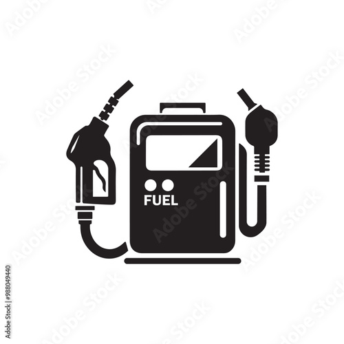 Black and White Fuel Pump Icon Illustration