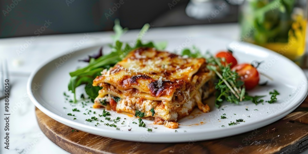 Velvety Vegetarian Lasagna Served on a Light-Colored Dish Velvety Vegetarian Lasagna Served on a Light-Colored Dish