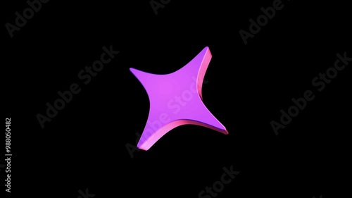 3d render of a star, Realistic 3d star icons, 3d Four Point Star, 3D metal star isolated, green screen, Infinite loop.