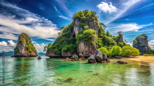 Scenic view of rock formation Hin Talu on Ko Phayam island in Thailand, scenery, rock formation, Hin Talu photo