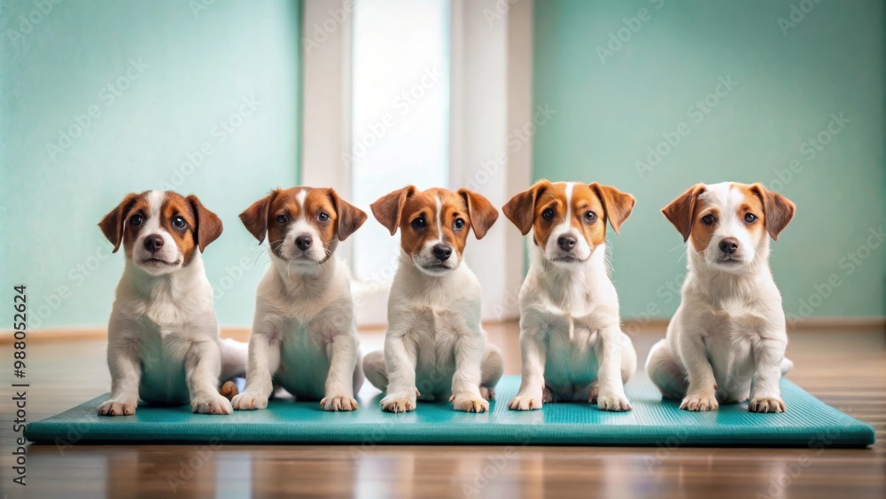 Yoga session with playful Jack Russell Terrier puppies for a healthy lifestyle, yoga, Jack Russell Terrier, puppies, exercise, fitness Yoga session with playful Jack Russell Terrier puppies for a healthy lifestyle, yoga, Jack Russell Terrier, puppies, exercise, fitness
