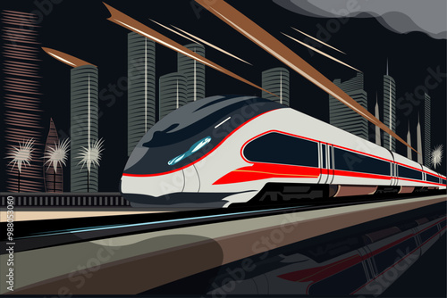 High-speed train, red Train, Train.vector illustration