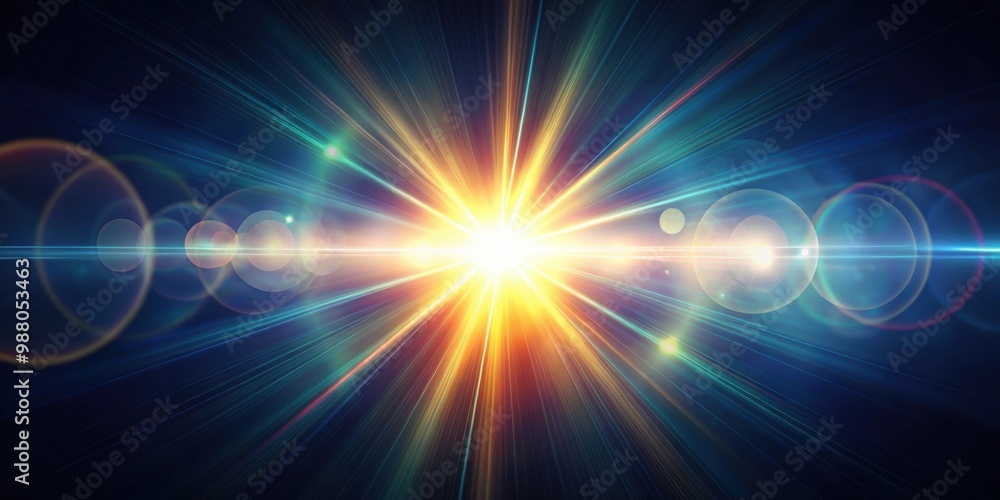 Obraz premium Real lens flare with strong sun backlight and light leaks, lens flare, sun, backlight, light leaks, natural, vibrant