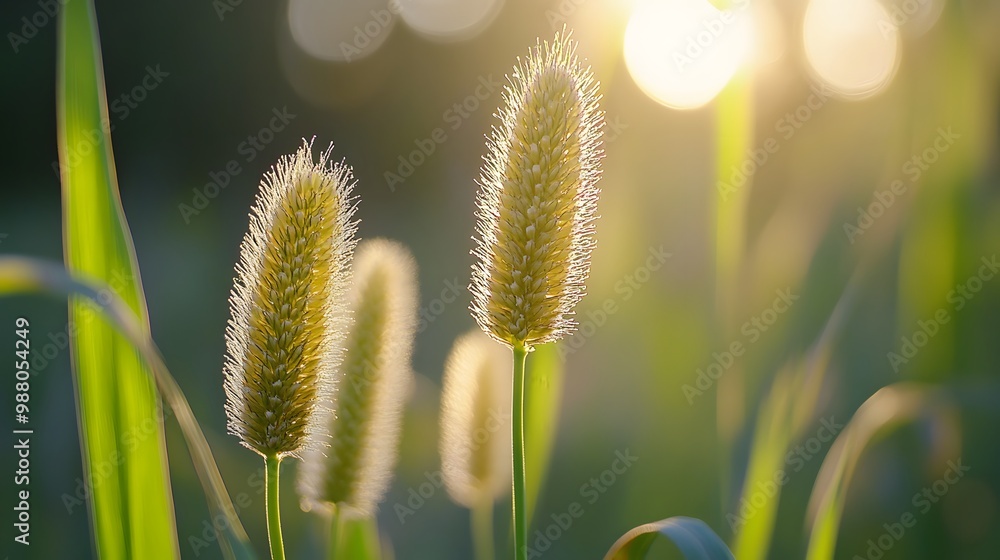 Obraz premium setaria side backlight close-up, Generative AI
