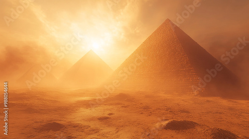 Egyptian pyramids, symbolizing the timeless connection between ancient civilization and the mysteries of the universe photo