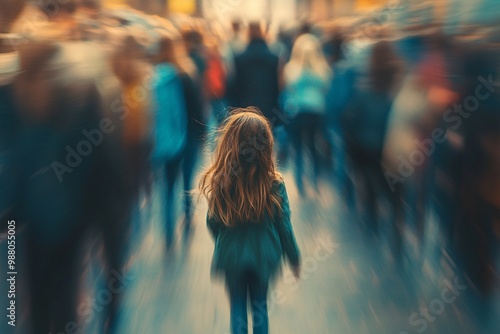 A girl standing lost of nowhere, symbolizing confusion and uncertainty in her life photo