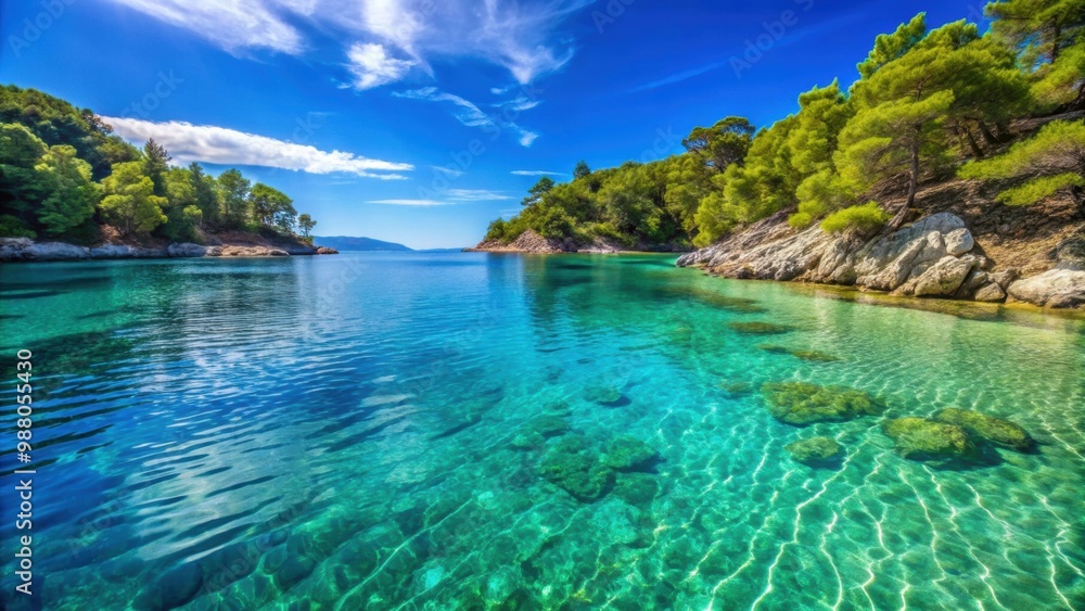 Fototapeta premium Crystal clear waters of Gornja Krusica bay on Solta island, Croatia