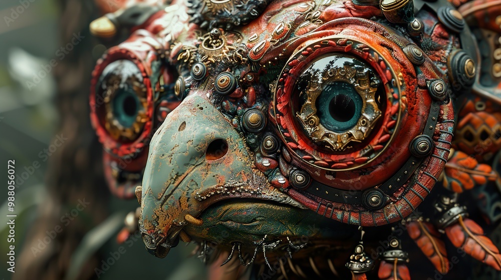 Steampunk Bird: Close Up of a Detailed Mechanical Creature Steampunk Bird: Close Up of a Detailed Mechanical Creature