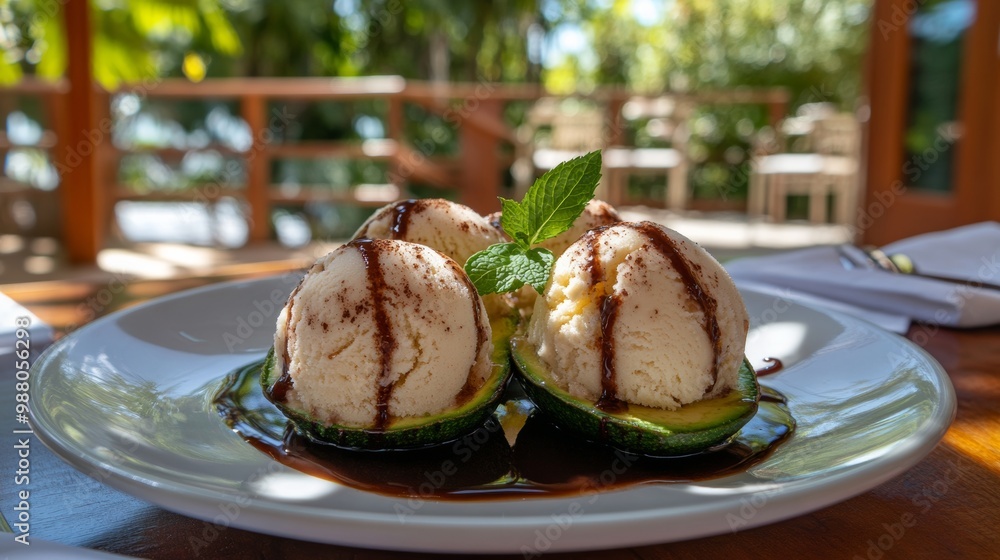 Delicious Raw Vegan Ice Cream Delight in Nature Setting Delicious Raw Vegan Ice Cream Delight in Nature Setting