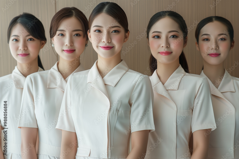 Photography of aesthetic of Taiwan team therapists in beauty center.	
