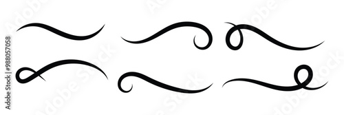 Set of Swoosh vector. Hand drawn swoosh elements, and swoop underline typography tails shape in flat styles. Set of ribbons. Design concept element collection in eps 10.