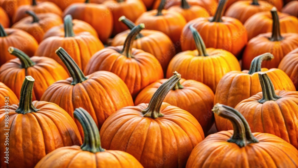 Obraz premium Close up of a group of pumpkins, pumpkins, autumn, harvest, gourd, orange, fall, festive, seasonal, agriculture