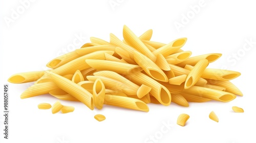 Minimalist Vector Illustration of Penne Noodles on White Background with Elegant Design Elements