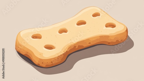 A simple 2D flat vector illustration of a biscuit for dogs, using basic shapes and minimal detail, placed on a transparent background with a subtle pastel color palette