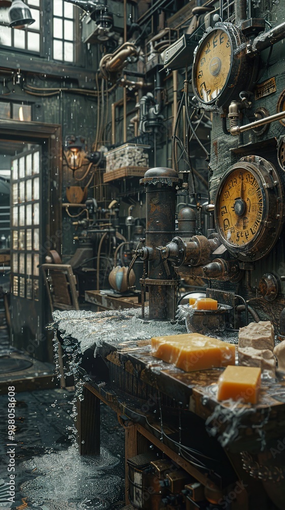 Steampunk Industrial Workshop in the Rain Steampunk Industrial Workshop in the Rain