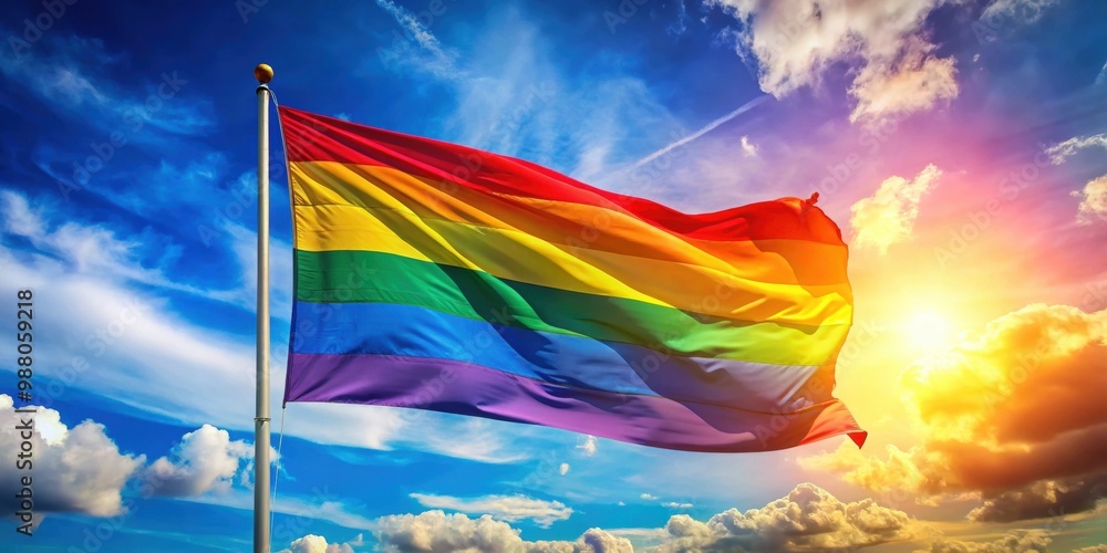 Colorful LGBTQ pride flag waving in the wind, rainbow, pride, LGBTQ, gay, lesbian, transgender, bisexual, diversity, equality Colorful LGBTQ pride flag waving in the wind, rainbow, pride, LGBTQ, gay, lesbian, transgender, bisexual, diversity, equality