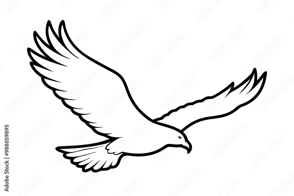 Obraz premium eagle silhouette of a flying bird icon style white background