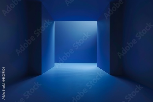 Empty Dark blue room with gradient blue abstract background