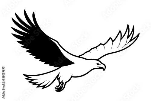 eagle silhouette of a flying bird icon style white background