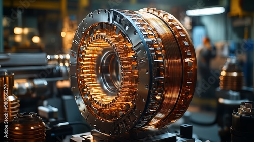 Industrial Close-Up of Copper Coil Rotor Component