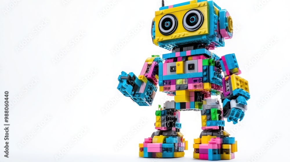 Fototapeta premium Robot Made of Colorful block brick