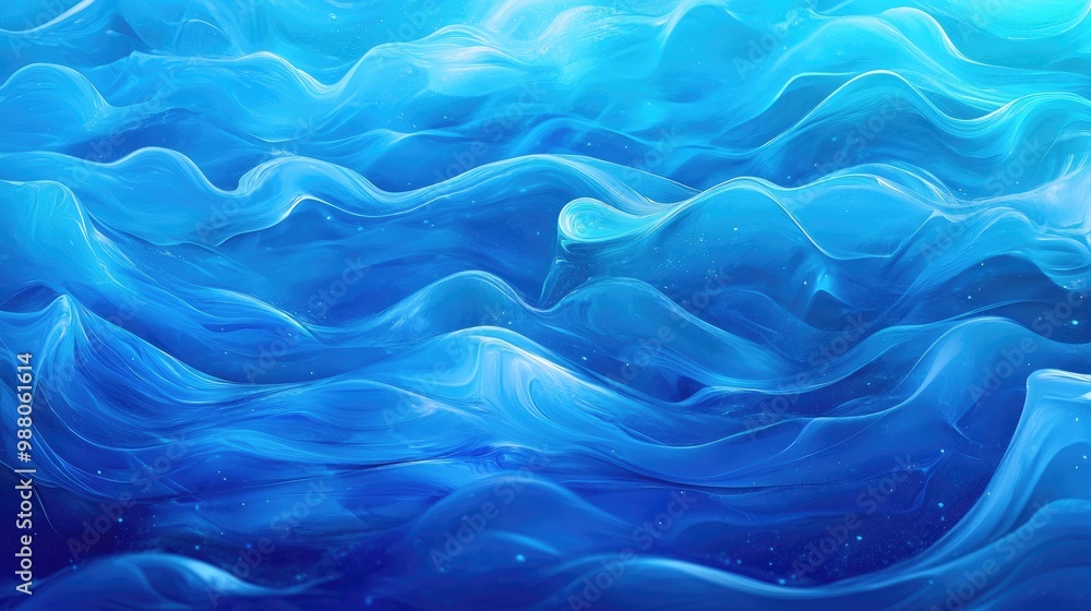 Obraz premium Vibrant blue sea abstract gradient background with dynamic flowing waves, ideal for adding a fresh, nature-inspired touch to your designs