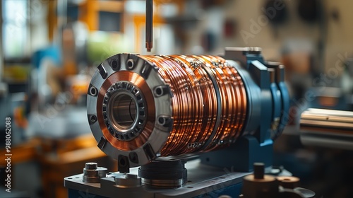 Close-Up of Industrial Electric Motor Component