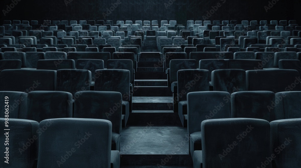 Obraz premium Empty black theater seats in indoor auditorium, concept of performance.