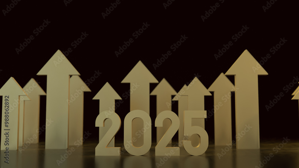 The 2025 number and arrow up for business concept 3d rendering. The 2025 number and arrow up for business concept 3d rendering.
