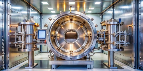 Vacuum chamber inside a magnetron sputtering system , Technology, Semiconductor, Manufacturing, Machinery