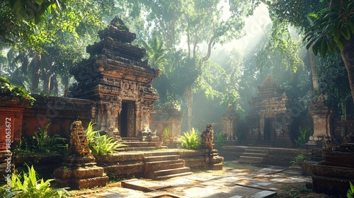 Ancient Temple Surrounded by Lush Jungle