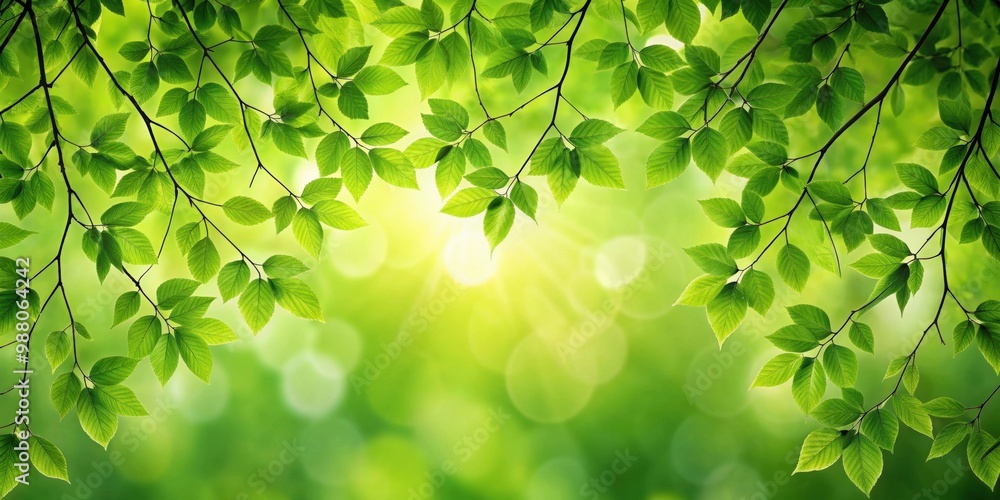 Fototapeta premium Tree branches covered in lush green leaves, nature, foliage, environment, growth, plant, outdoors, vibrant, lush, greenery, foliage