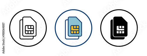 Sim card icon vector isolated on white background. Mobile slot icon. Mobile cellular phone sim card chip.