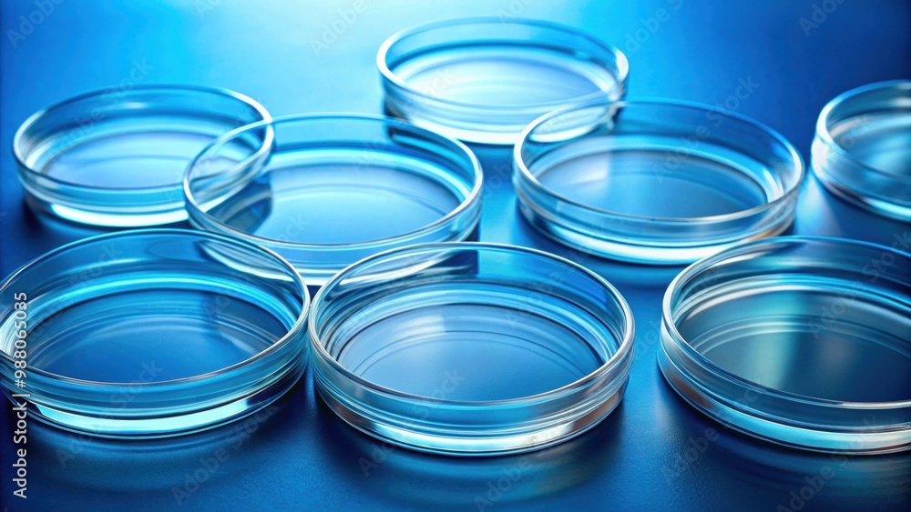 Petri dishes on blue background , science, laboratory, research, biology, experiment, testing, bacteria, culture Petri dishes on blue background , science, laboratory, research, biology, experiment, testing, bacteria, culture