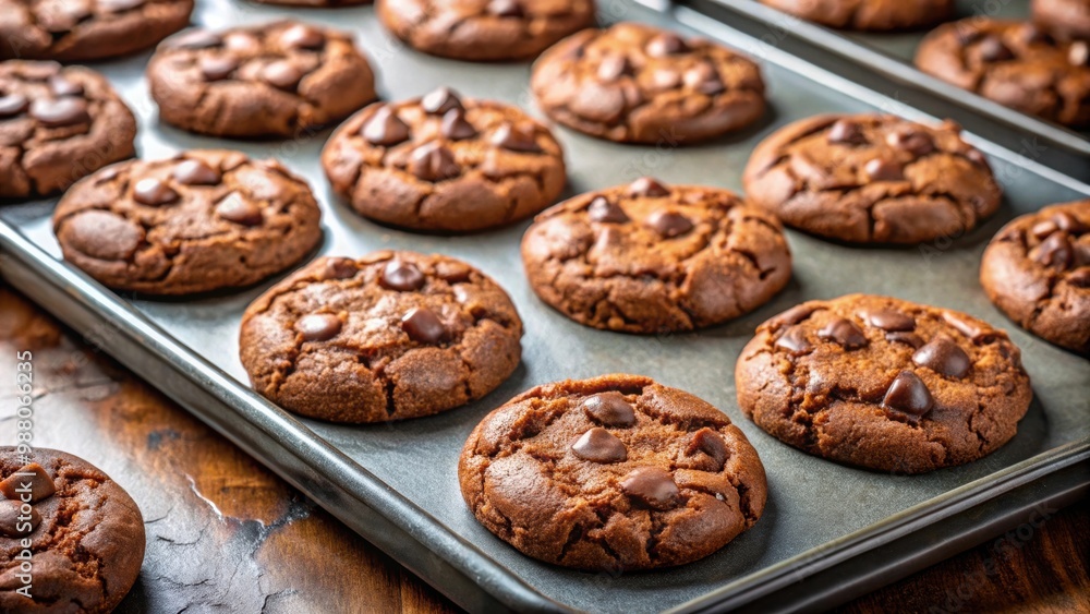 Brownie chocolate chip cookies on a baking tray, brownie, chocolate chip, cookies, dessert, baked, homemade, sweet, snack Brownie chocolate chip cookies on a baking tray, brownie, chocolate chip, cookies, dessert, baked, homemade, sweet, snack