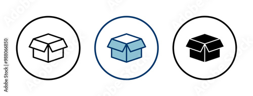 Box icon vector isolated on white background. Cardboard box, packaging open. Box vector icon