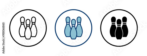 Bowling game Pin Icon vector isolated on white background. Bowling icon, ball and pin