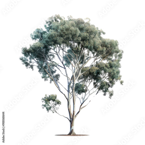 hyper realistic small white gum tree illustration on white background