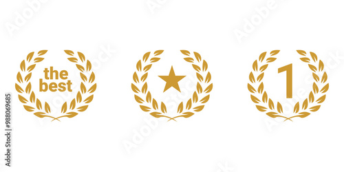  laurel award, medal, premium, decoration and editable logo, icon, symbol, graphic, badge, illustration