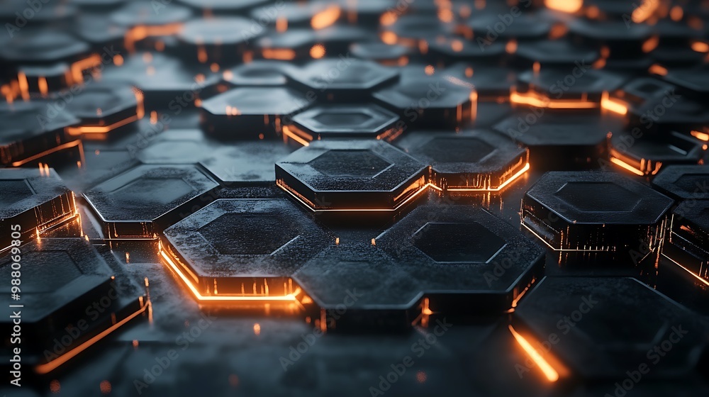 Obraz premium Abstract Hexagon Pattern with Glowing Edges