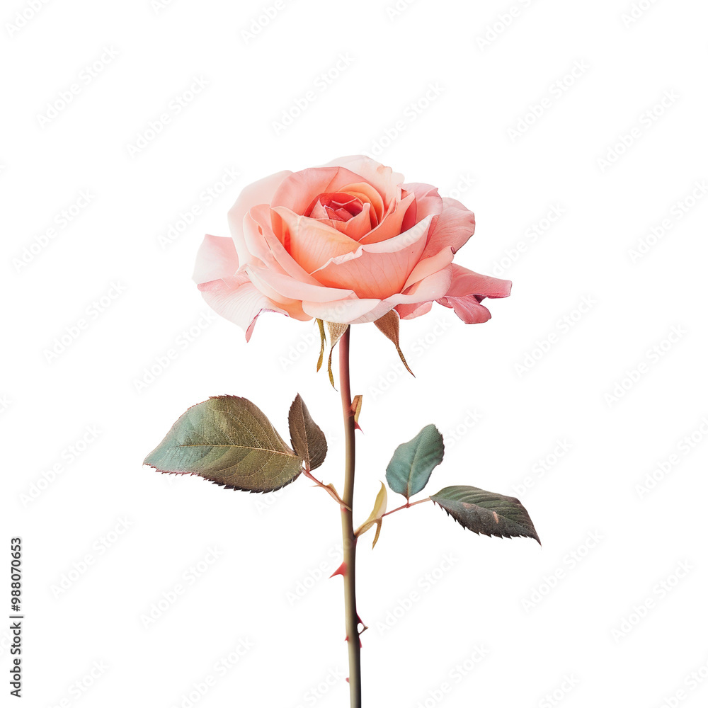 Obraz premium Pink Rose on White Background Beautiful Floral Photography
