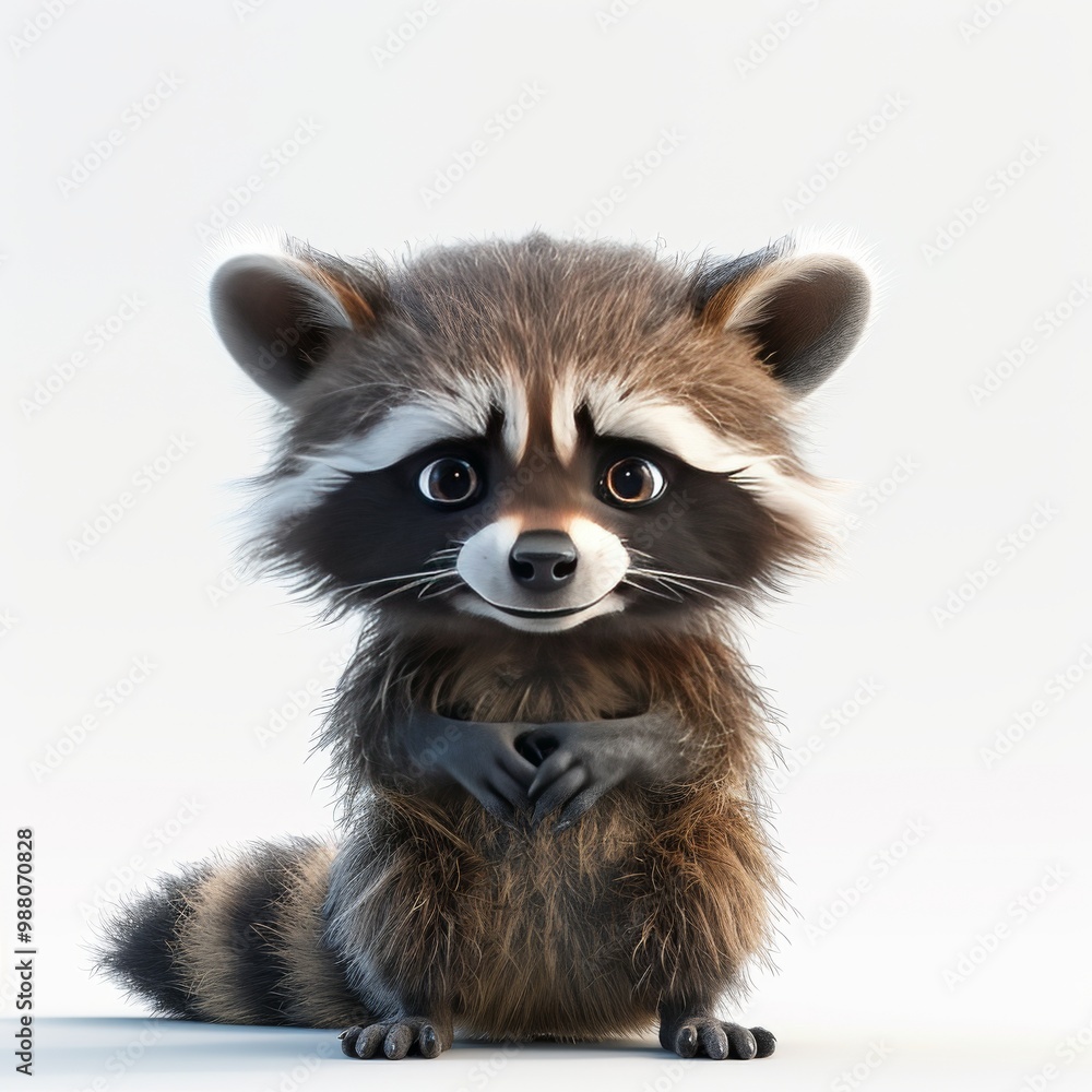 Fototapeta premium Adorable 3D Cartoon Raccoon Character