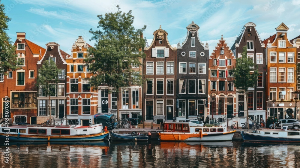 Naklejka premium Charming Canal Houses in Amsterdam