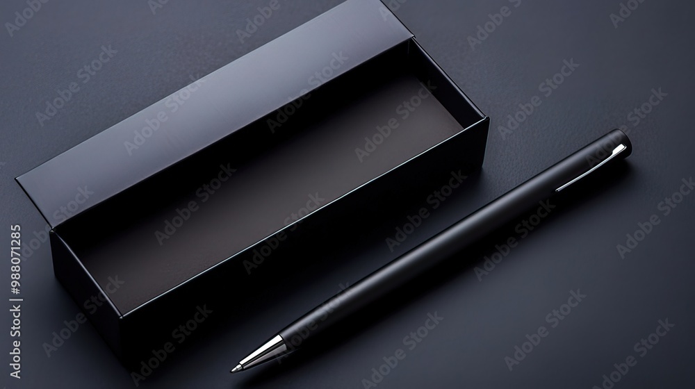 Black Pen and Box on a Dark Surface Black Pen and Box on a Dark Surface