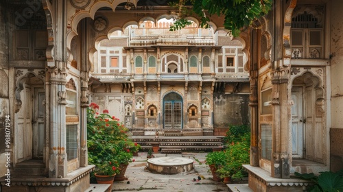 Ornate Courtyard of an Indian Palace photo